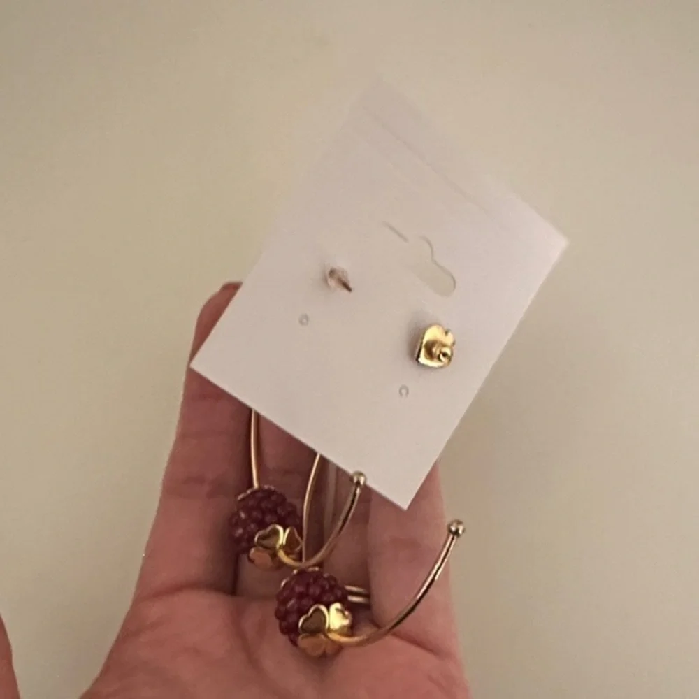 Kate Spade VERRY BERRY BEADED HOOP EARRINGS IN BURGUNDY